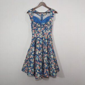 Lindy Bop 'Ophelia' Vintage 1950's Floral Spring Garden Party Picnic Dress XS
